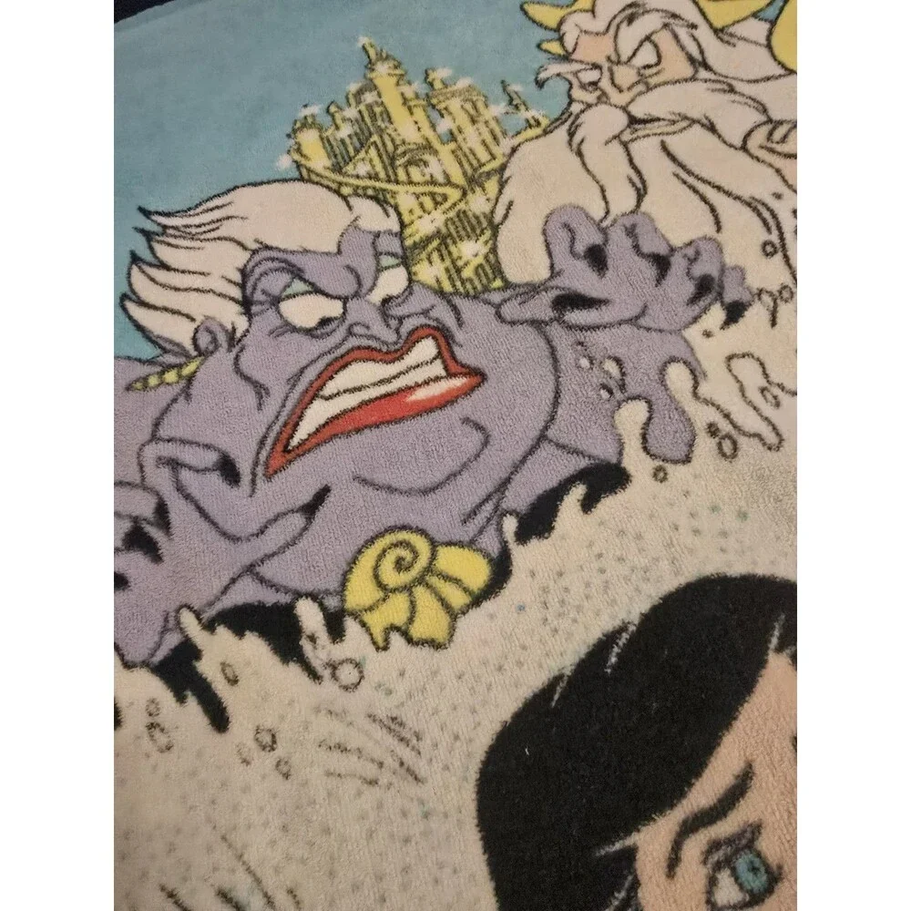 The Little Mermaid Vintage 90s Franco Disney Beach Towel 30x58 Triton Ursula